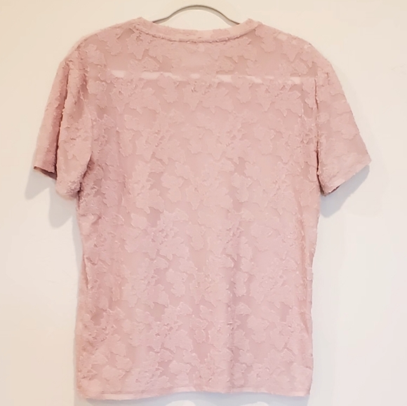 Wilfred Aritizia Dusty Pink Stretchy Sheer Floral Jacquard Top, Med. EUC - Picture 13 of 15